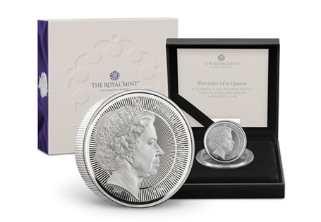 This UK 2026 Silver Piedfort £5 is the fourth in The Royal Mint's 'Portraits of a Queen' series, and features the fourth definitive portrait of Queen Elizabeth II designed by Ian Rank-Broadley.