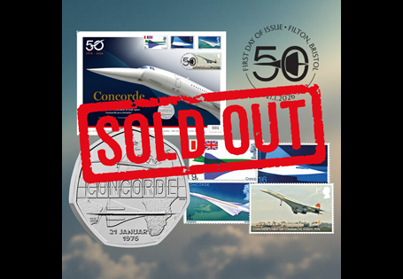 This cover features the 2026 Concorde 1st Class Stamp and the 1969 Concorde Stamp set, as well as the UK 2026 Concorde 50p. Each cover has been postmarked on the 21.01.26 