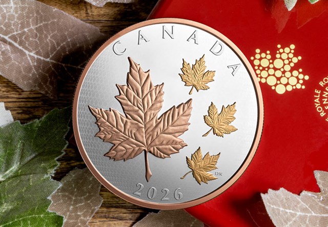 2026 $50 Fine Silver Coin Maple Leaves In Motion Lifestyle 02