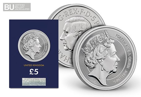 Fifth coin in the Portraits of the Queen £5 Collection.Features the Jody Clark Effigy. Struck to a Brilliant Uncirculated quality and protectively encapsulated in official Change Checker packaging.
