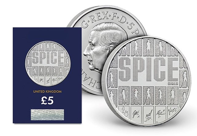 Spice Girls CBU Obvrev Of Coin With Packaging In CC Packaging 650X450