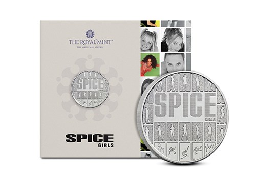 Spice Girls • BU Pack Front Cover With The Coin Reverse Enlarged 650X450