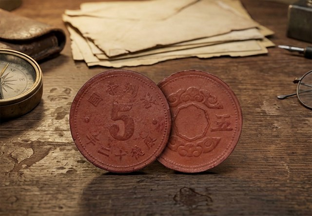 The WWII Manchukuo 5 Fen OBV REV 1300X900 Lifestyle 3