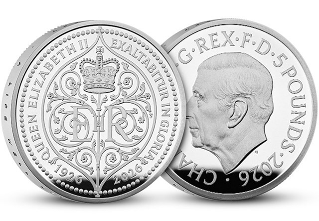 QEII 100 £5 Coin Silver Piedfort OBV REV JG 1