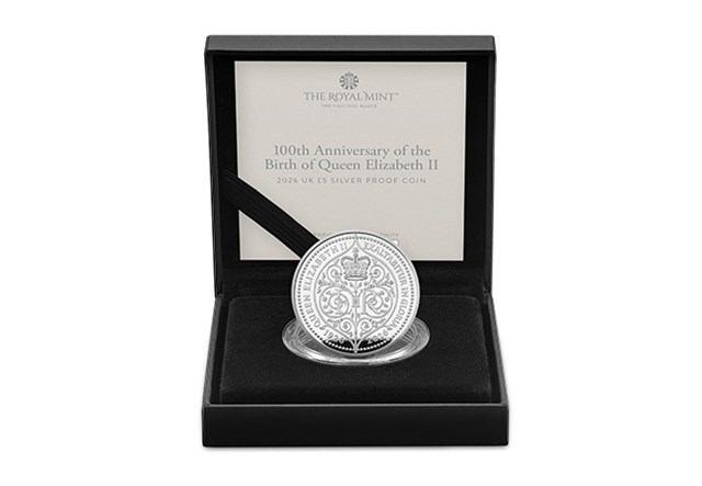 QEII 100 £5 Coin Silver Box Image JG 1