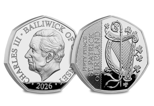 UK 2026 Silver 50P Datestamp St Patrick Patron Saints Everslab Product Page Images AT V2 5