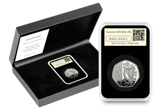 UK 2026 Silver 50P Datestamp St Patrick Patron Saints Everslab Product Page Images AT V2 3