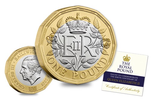 2025 QEII 100 BU £1 Obv Rev With Cert 2 (1)