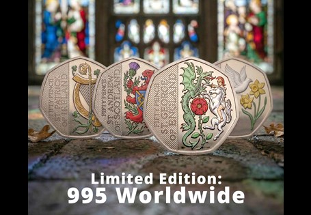 The 2026 St George 50p, the 2026 St David 50p, the 2026 St Patrick 50p and the 2026 St Andrew 50P, struck to a Brilliant Uncirculated finish and featuring intricate colour print.